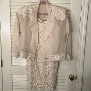 HARTLY Westwood Incredible Crochet Lace Mesh Jacket Two Piece Set MIDI Dress